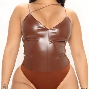 Faux leather bodysuit